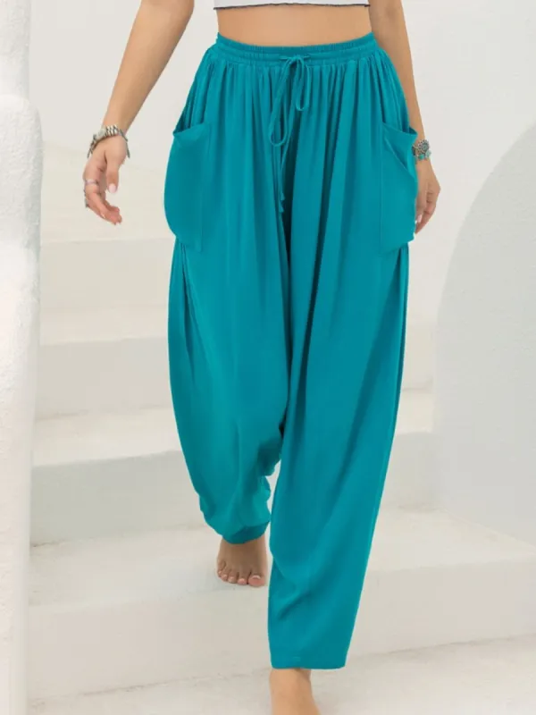 Drawstring Wide Leg Pants with Pockets sold by Charming Charlie
