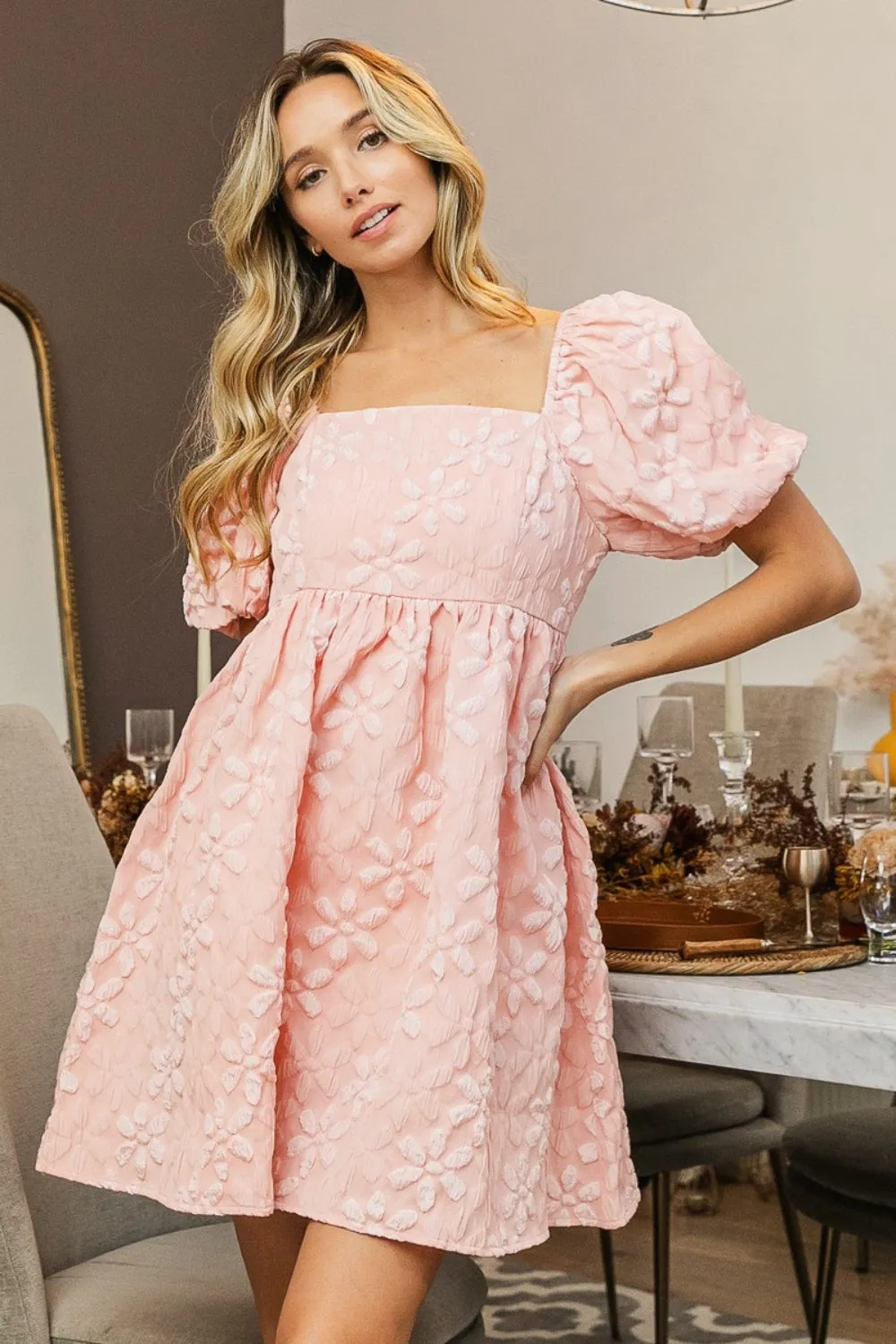 BiBi Flower Square Neck Puff Sleeve Dress sold by Charming Charlie product image thumbnail 5