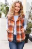 Put Together Rust Taupe Plaid Snap Button Quilted Puffer Vest sold by Charming Charlie