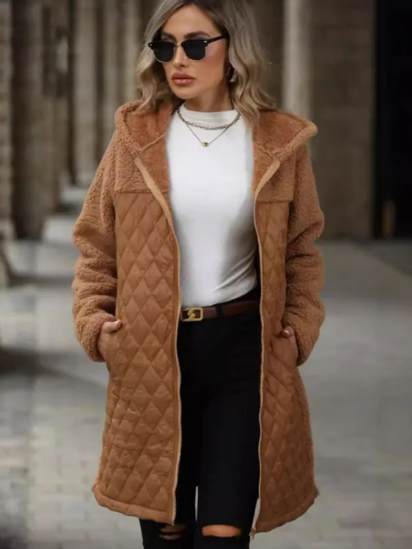 Texture Zip Up Long Sleeve Hooded Coat sold by Charming Charlie