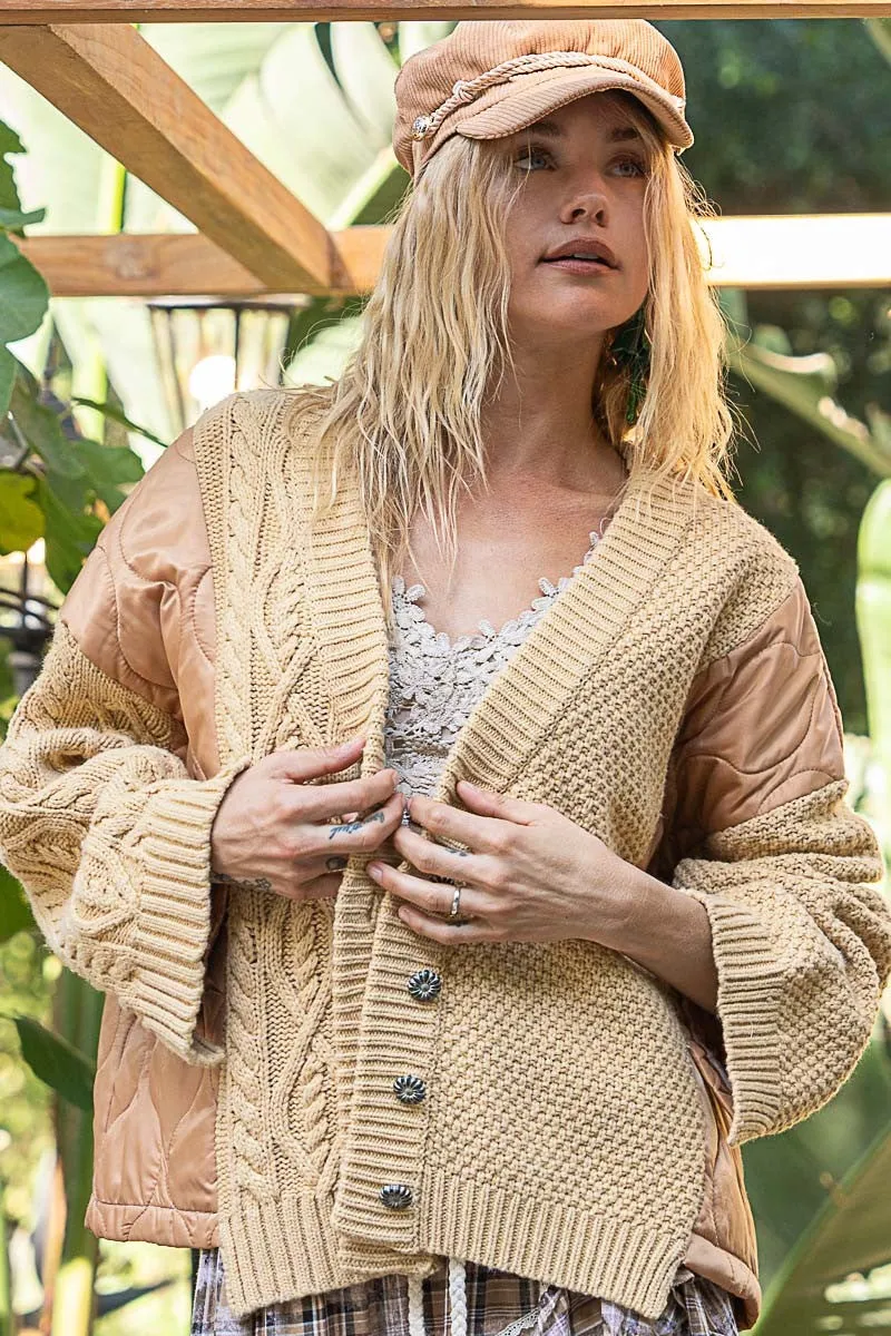 POL Quilting Patch Button Up Cable Knit Jacket sold by Charming Charlie product image thumbnail 4