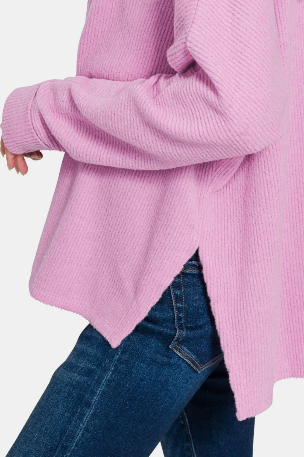 Zenana High-Low Side Slit Round Neck T-Shirt sold by Charming Charlie product image thumbnail 4