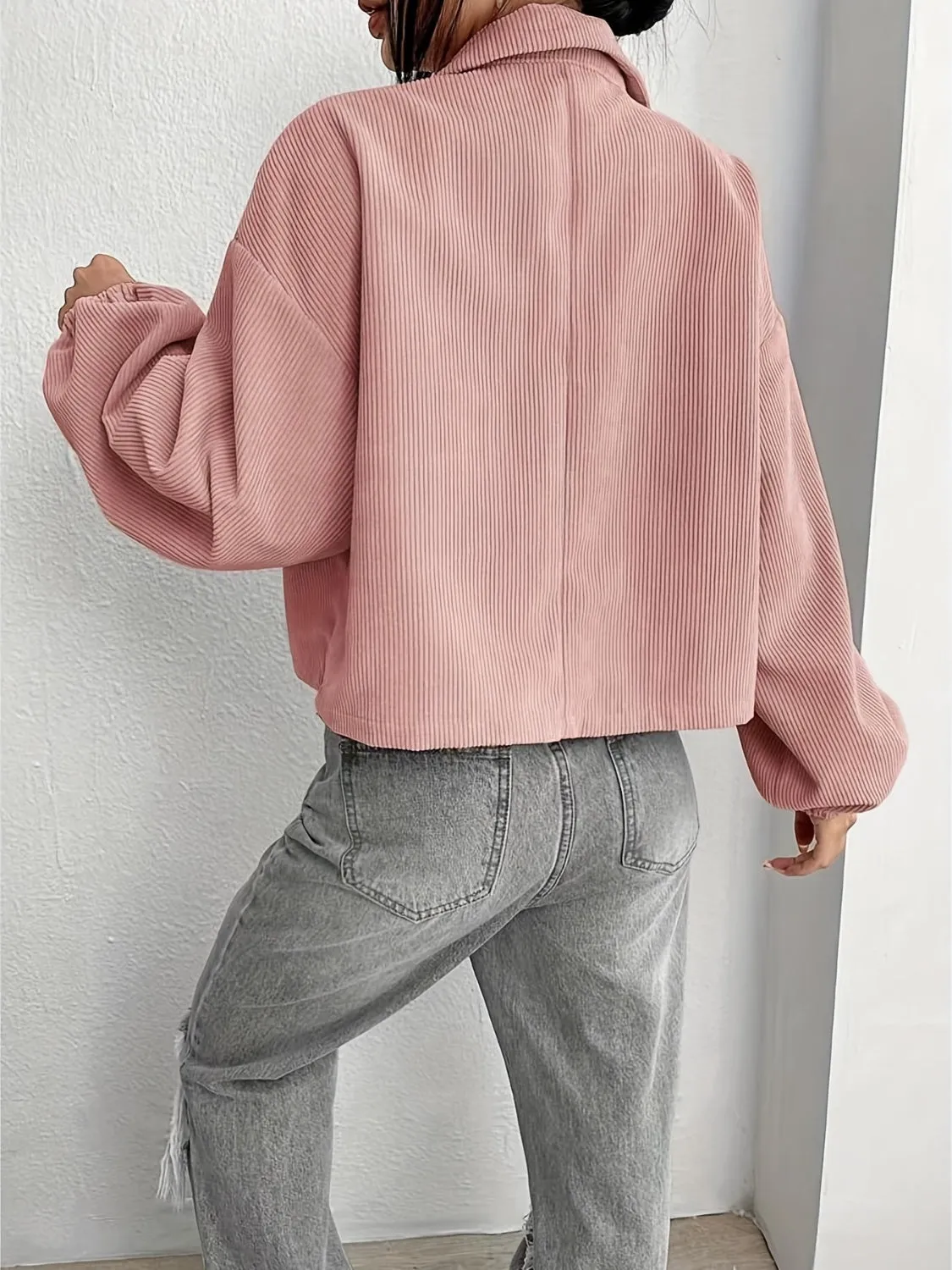 Collared Neck Dropped Shoulder Jacket sold by Charming Charlie product image thumbnail 3