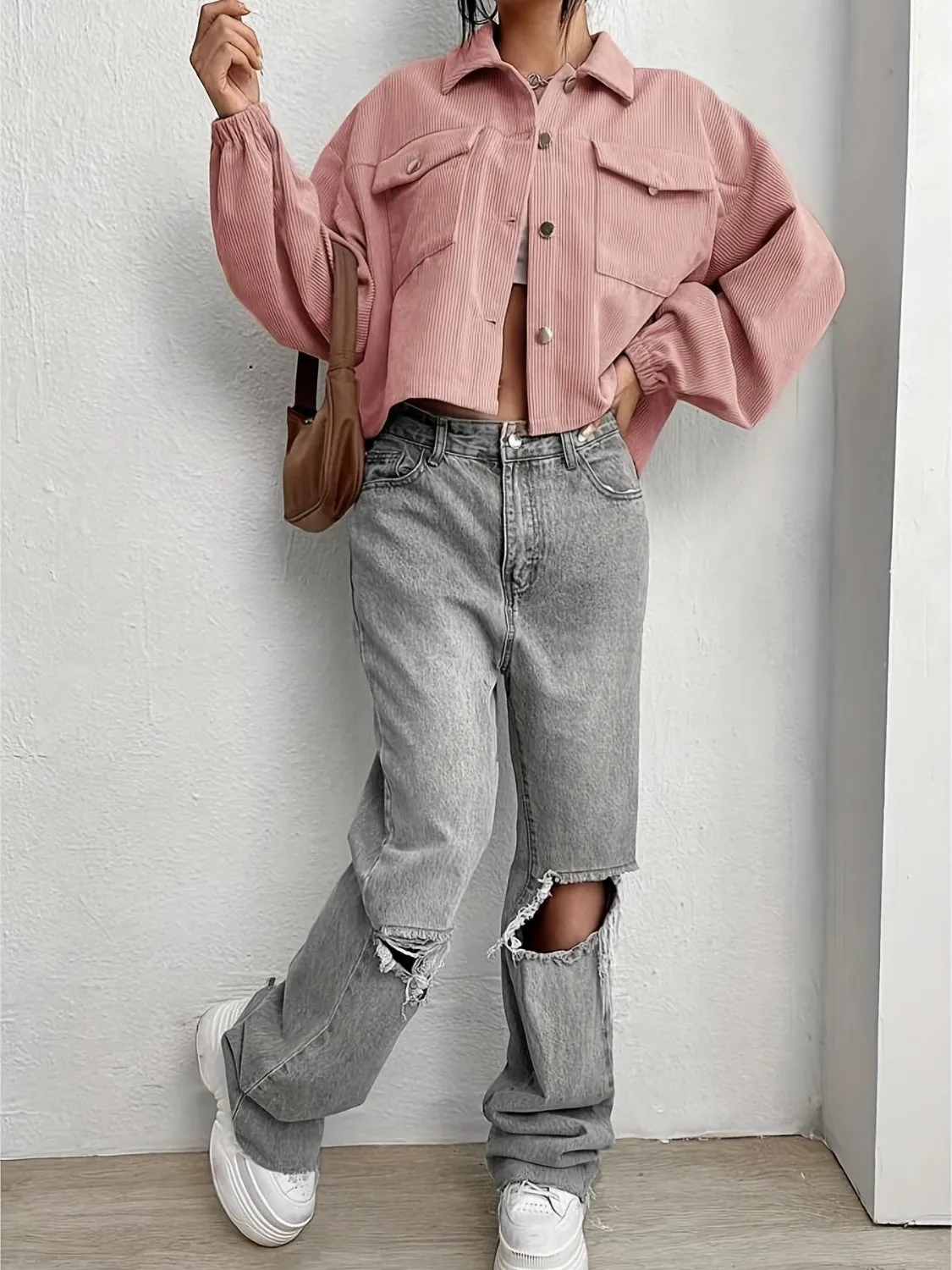 Collared Neck Dropped Shoulder Jacket sold by Charming Charlie product image thumbnail 5