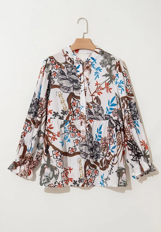 Printed Notched Flounce Sleeve Blouse sold by Charming Charlie product image thumbnail 4
