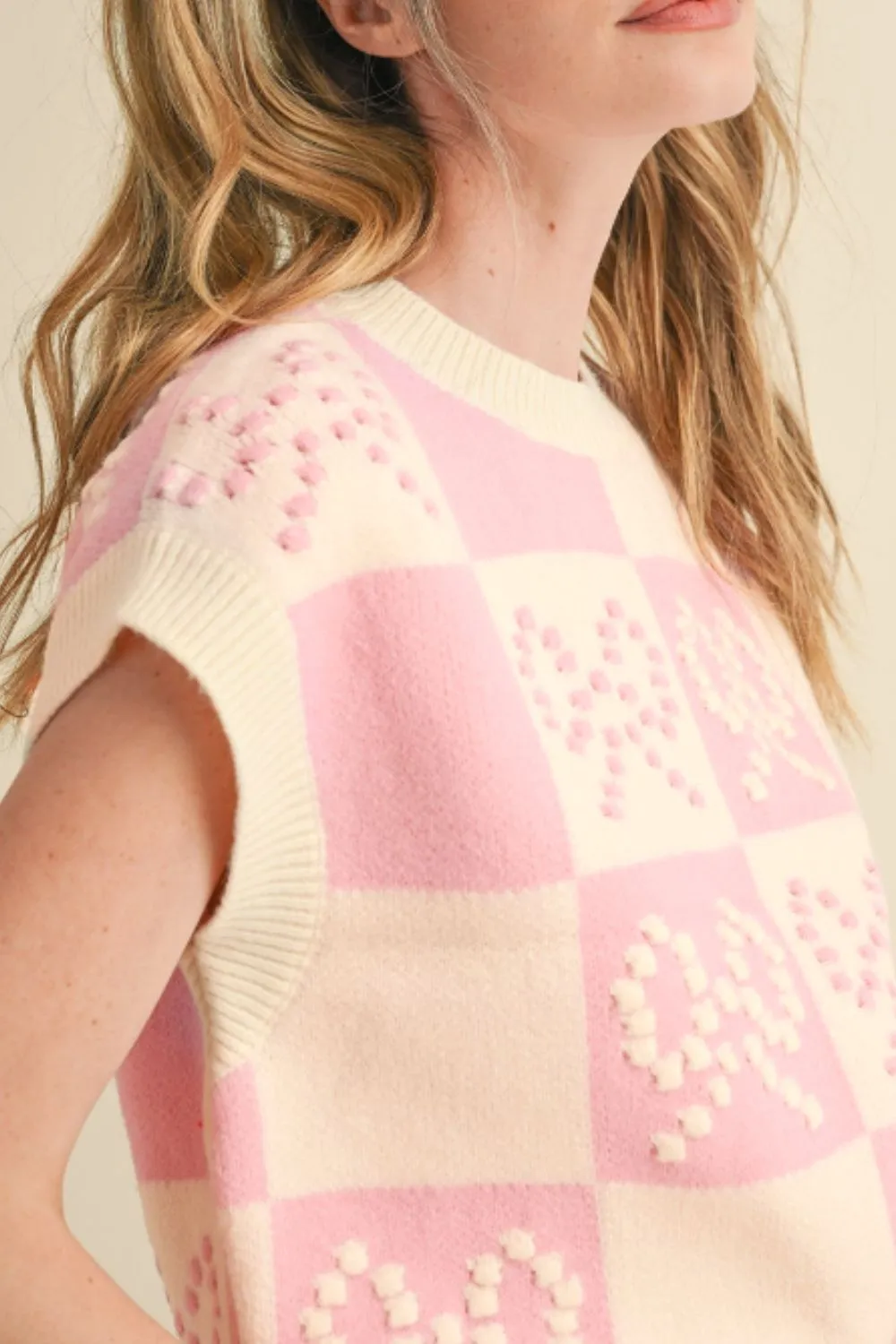 Bow Checkered Round Neck Sweater Vest sold by Charming Charlie product image thumbnail 3