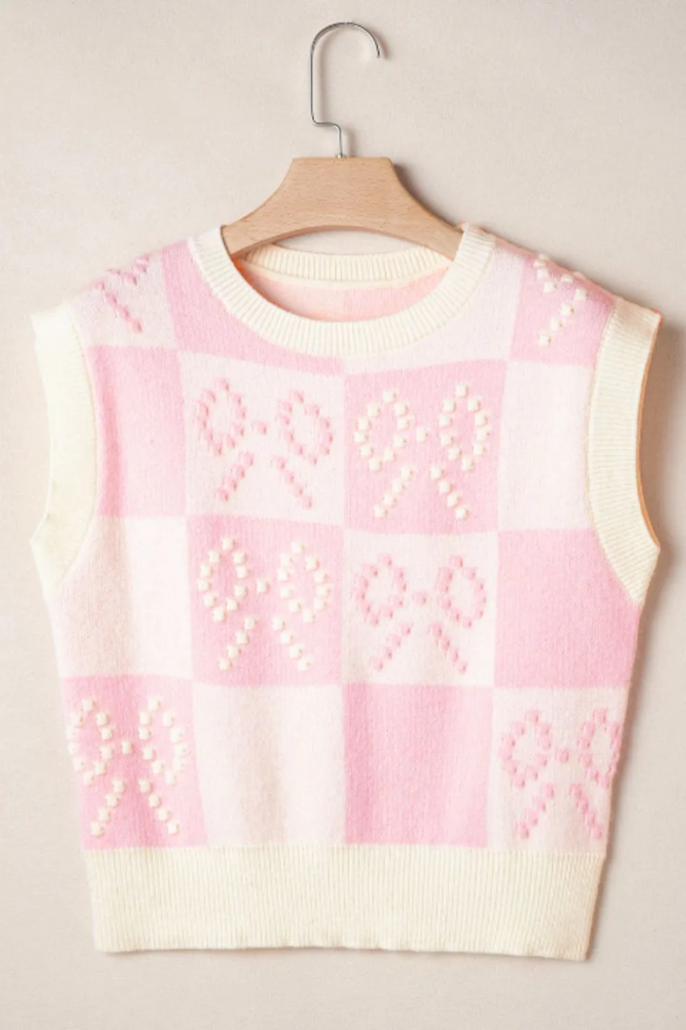 Bow Checkered Round Neck Sweater Vest sold by Charming Charlie product image thumbnail 4