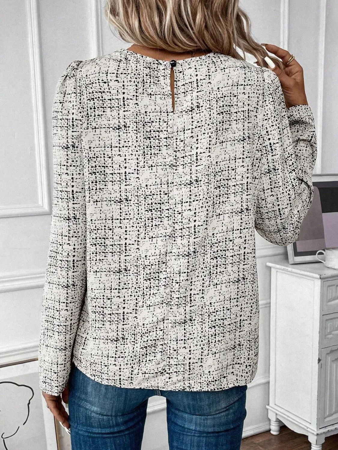 Ruched Round Neck Long Sleeve Blouse sold by Charming Charlie product image thumbnail 3