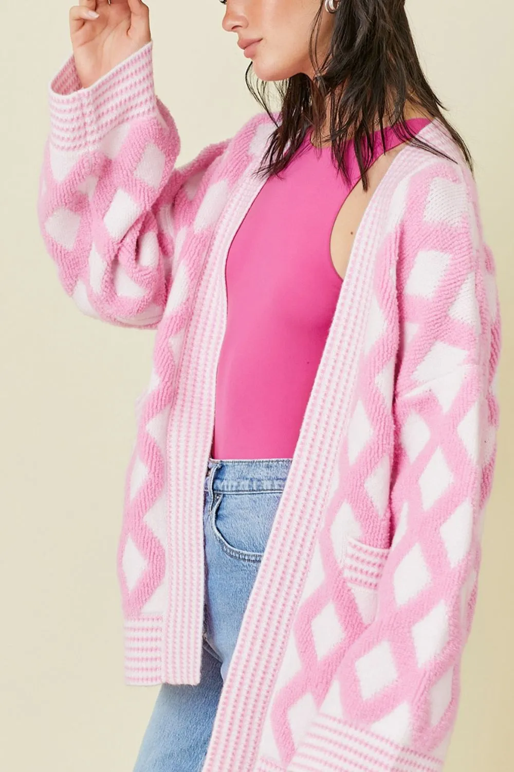 Geometric Open Front Long Sleeve Cardigan sold by Charming Charlie product image thumbnail 5