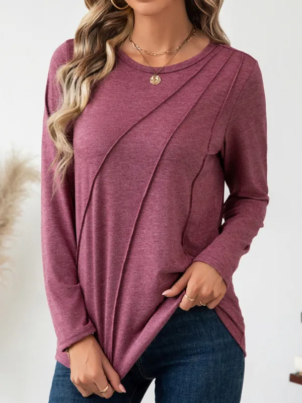 Round Neck Long Sleeve T-Shirt sold by Charming Charlie