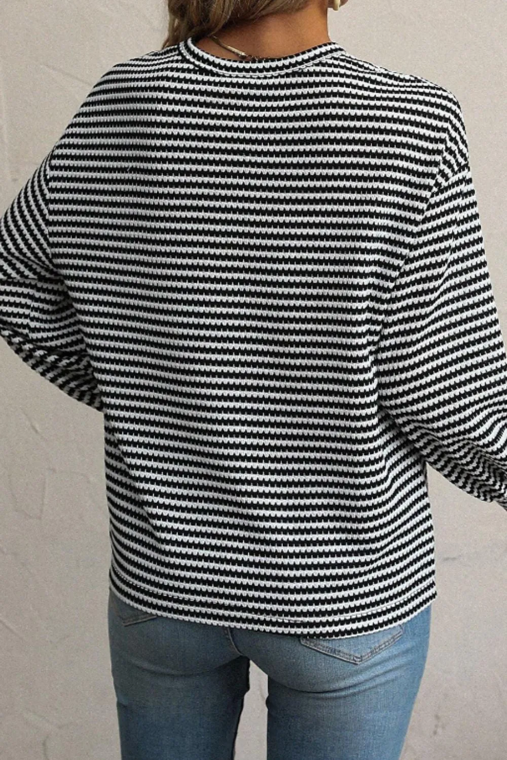 Striped Round Neck Long Sleeve Top sold by Charming Charlie product image thumbnail 4