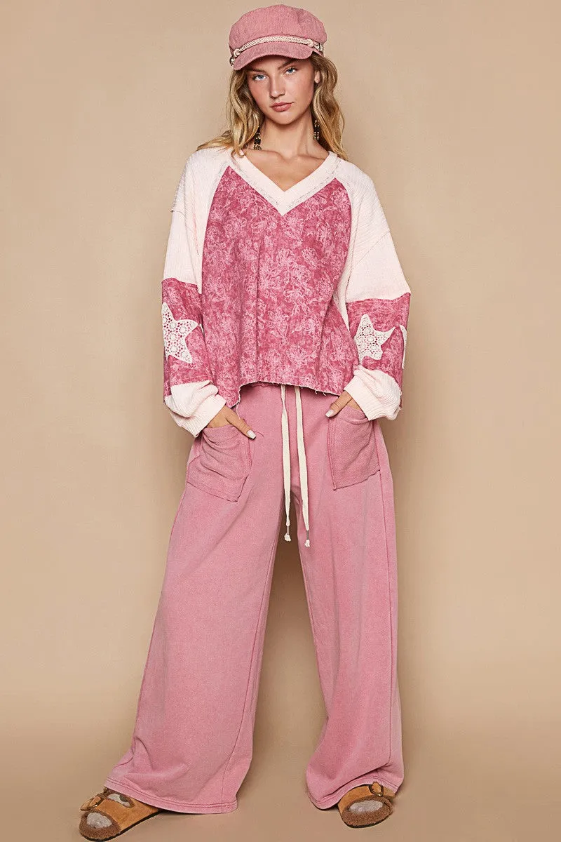 POL Lace Detail Floral Pattern V Neck Top sold by Charming Charlie product image thumbnail 5