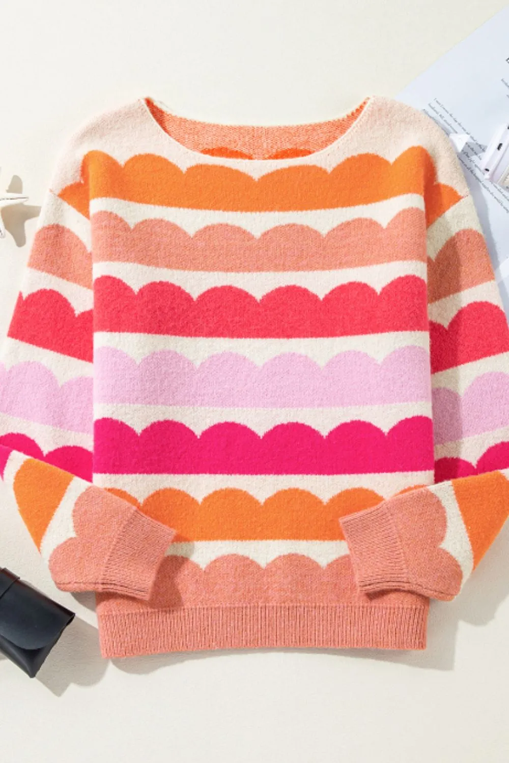 Contrast Boat Neck Long Sleeve Sweater sold by Charming Charlie product image thumbnail 5
