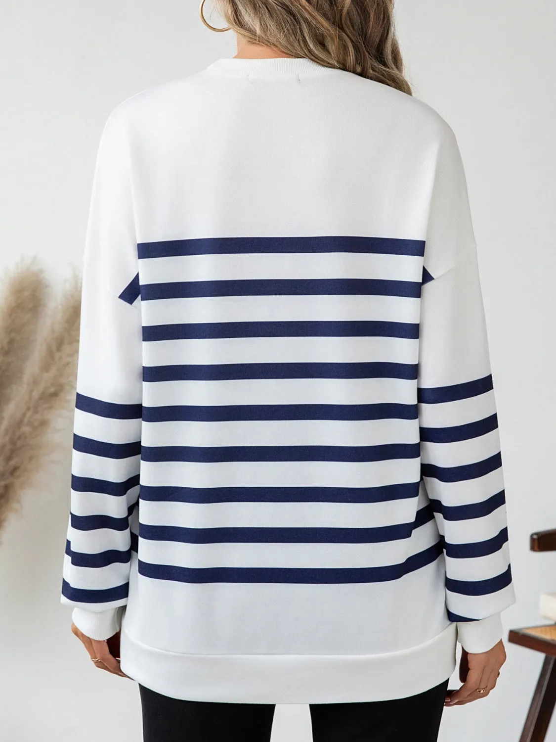 Striped Round Neck Long Sleeve T-Shirt sold by Charming Charlie product image thumbnail 2