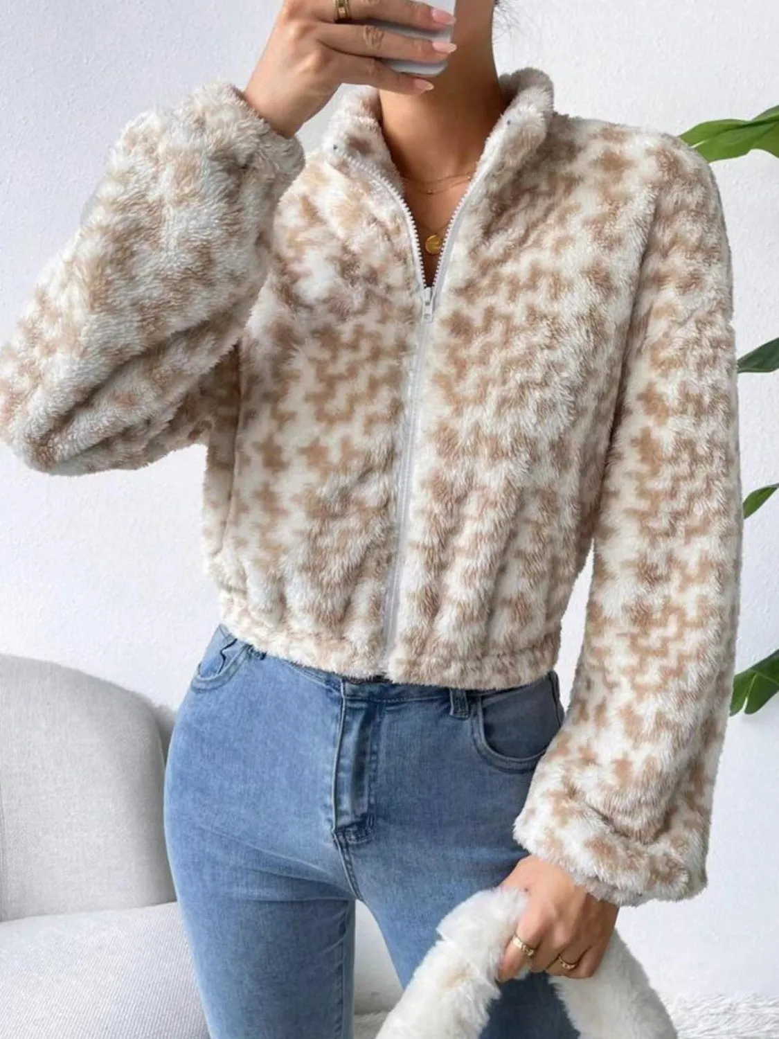 Zip Up Long Sleeve Fuzzy Outerwear sold by Charming Charlie