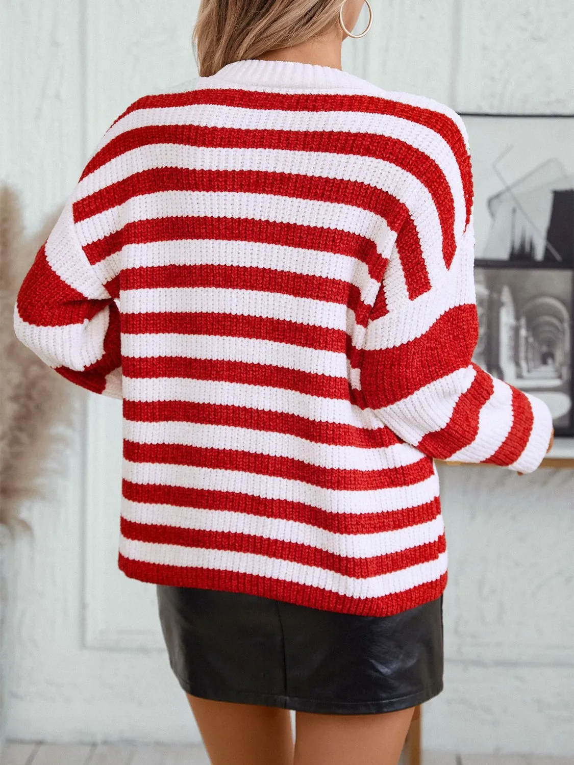 Striped Round Neck Long Sleeve Sweater sold by Charming Charlie product image thumbnail 5