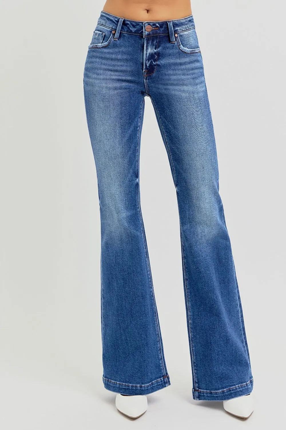 RISEN Full Size Low Rise Flare Jeans with Pockets sold by Charming Charlie