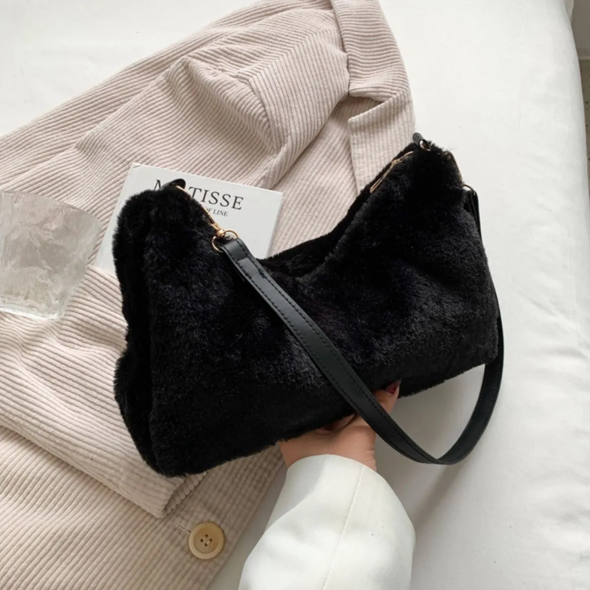 Faux Fur Removable Strap Shoulder Bag sold by Charming Charlie product image thumbnail 3
