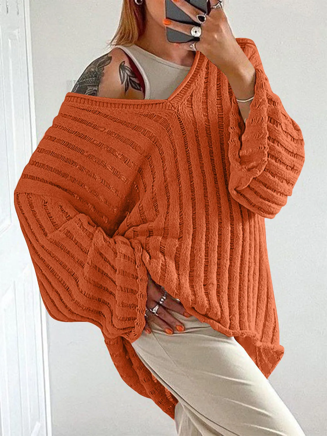 V-Neck Long Sleeve Sweater sold by Charming Charlie product image thumbnail 4