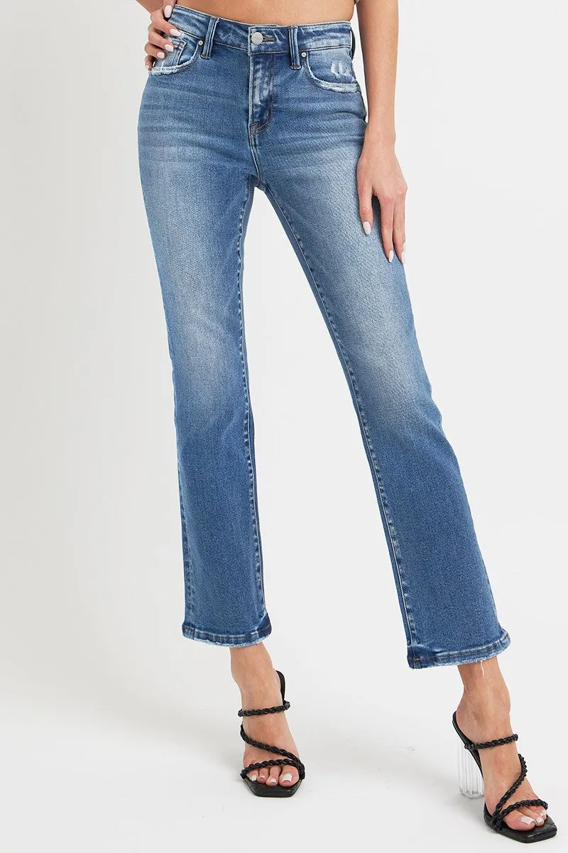 RISEN Full Size Mid Rise Ankle Straight Jeans with Pockets sold by Charming Charlie