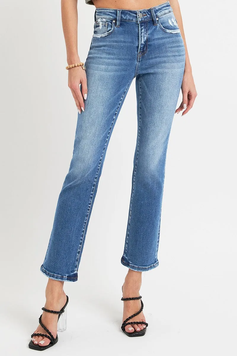 RISEN Full Size Mid Rise Ankle Straight Jeans with Pockets sold by Charming Charlie product image thumbnail 4