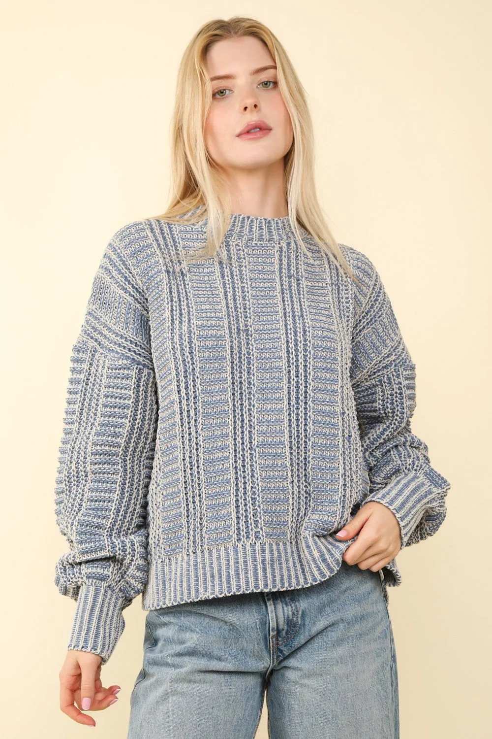VERY J Two Tone Long Sleeve Sweater sold by Charming Charlie product image thumbnail 2