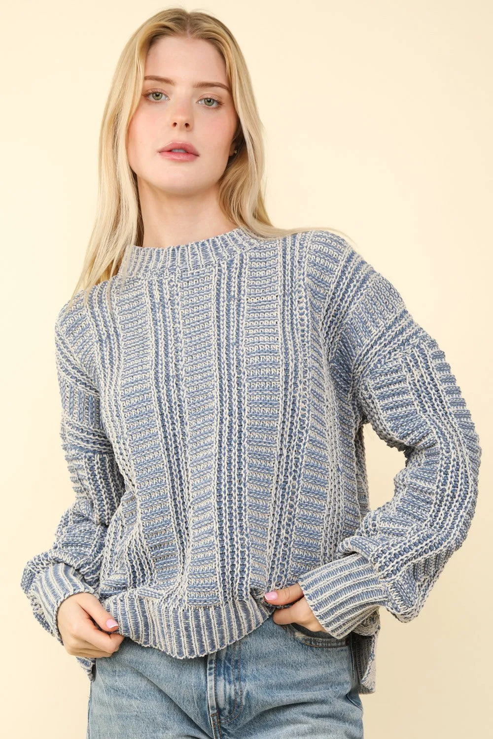 VERY J Two Tone Long Sleeve Sweater sold by Charming Charlie product image thumbnail 3