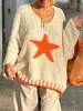 Star V-Neck Long Sleeve Oversize Sweater sold by Charming Charlie