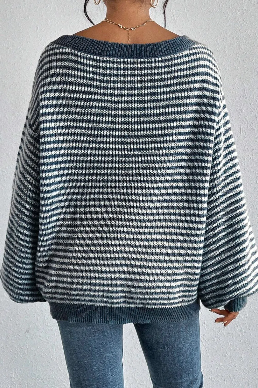 Striped Boat Neck Long Sleeve Sweater sold by Charming Charlie product image thumbnail 5