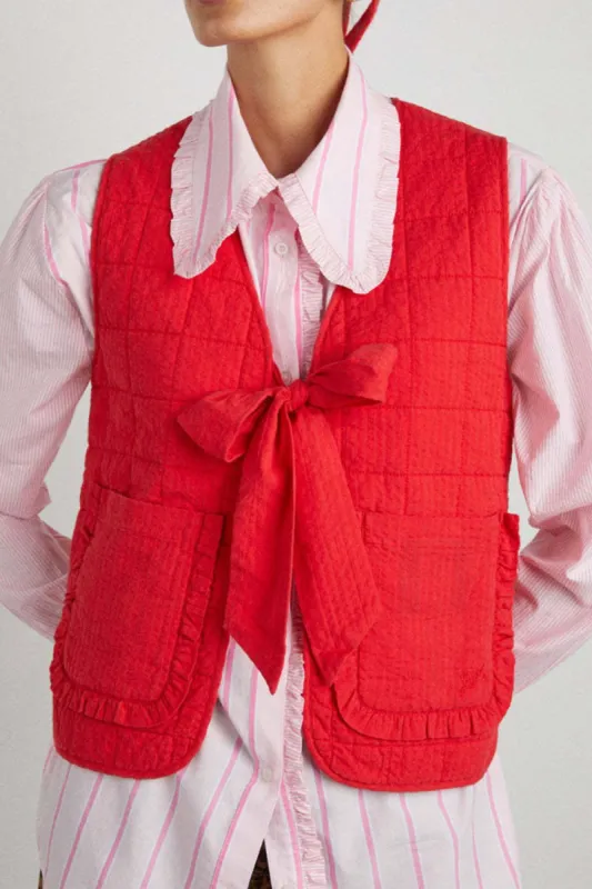 Tied Frill Vest Coat with Pockets sold by Charming Charlie