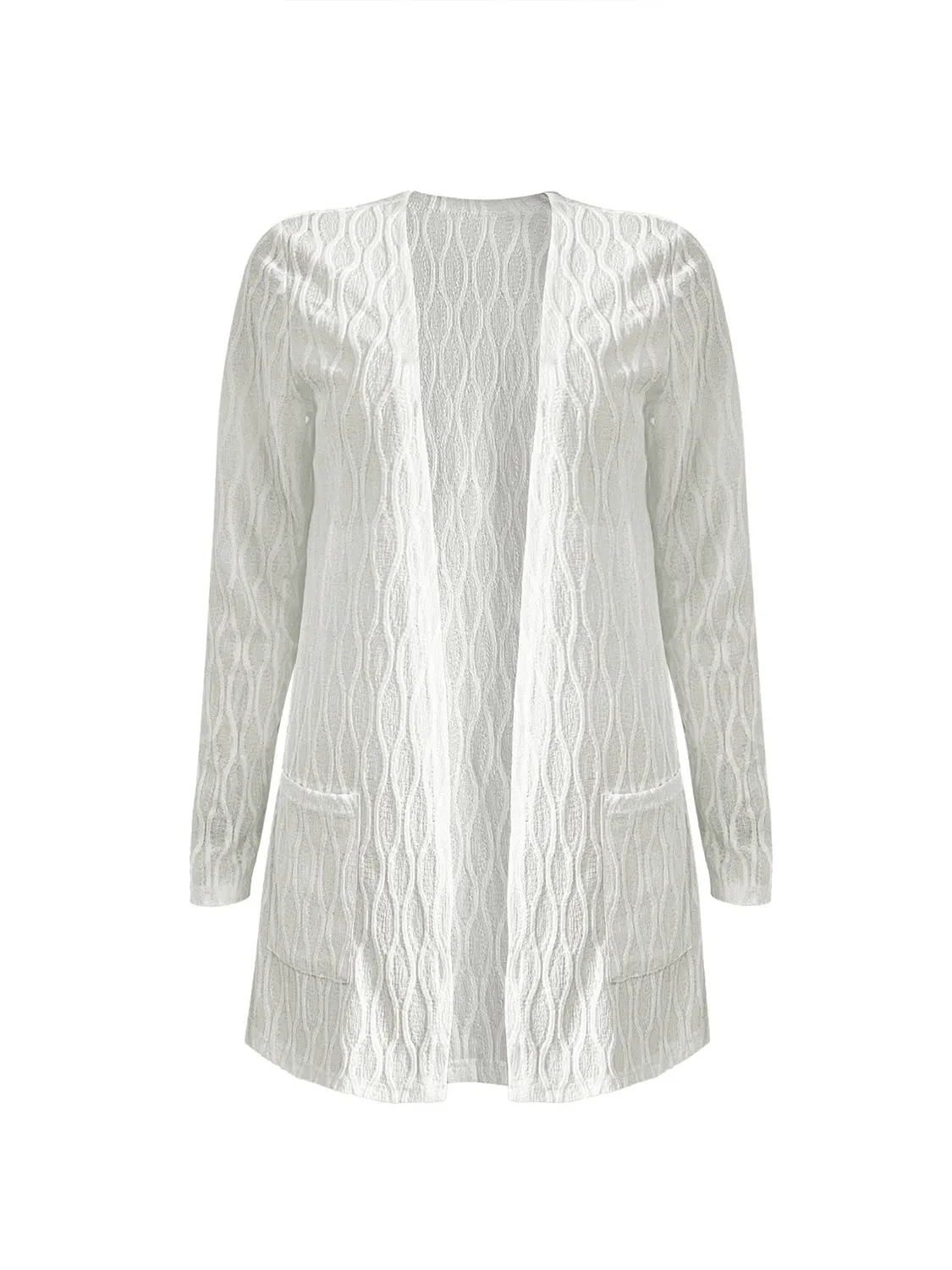 Texture Open Front Long Sleeve Cardigan with Pockets sold by Charming Charlie product image thumbnail 2