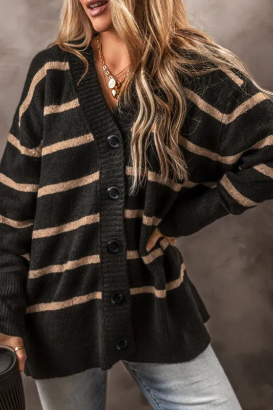 Striped Button Down Long Sleeve Cardigan sold by Charming Charlie