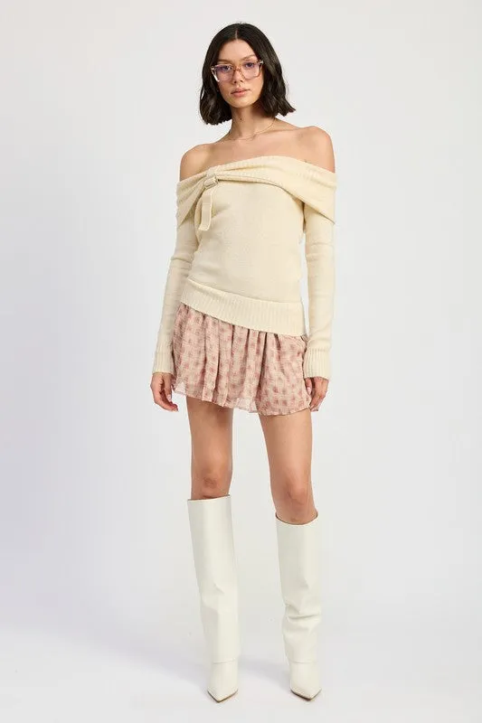 MIXED MEDIA OFF SHOULDER MINI DRESS sold by Charming Charlie product image thumbnail 5