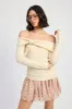MIXED MEDIA OFF SHOULDER MINI DRESS sold by Charming Charlie