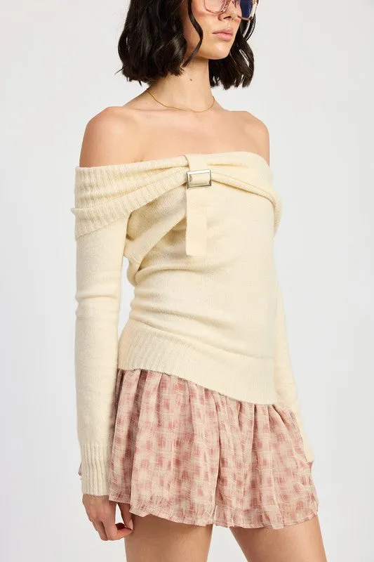 MIXED MEDIA OFF SHOULDER MINI DRESS sold by Charming Charlie product image thumbnail 2