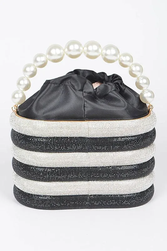 Pearl Handle Rhinestone Statement Bucket Clutch sold by Charming Charlie product image thumbnail 4