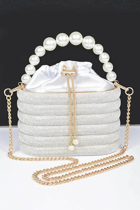 Pearl Handle Rhinestone Statement Bucket Clutch sold by Charming Charlie product image thumbnail 3