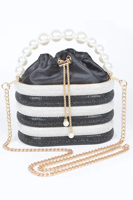 Pearl Handle Rhinestone Statement Bucket Clutch sold by Charming Charlie product image thumbnail 2