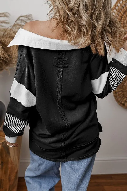 Women Striped Colorblock Patchwork Sweatshirt sold by Charming Charlie product image thumbnail 4
