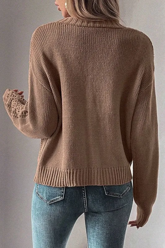 Women Open Knit Drop Shoulder Sweater Cardigan sold by Charming Charlie product image thumbnail 2