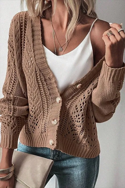 Women Open Knit Drop Shoulder Sweater Cardigan sold by Charming Charlie product image thumbnail 5