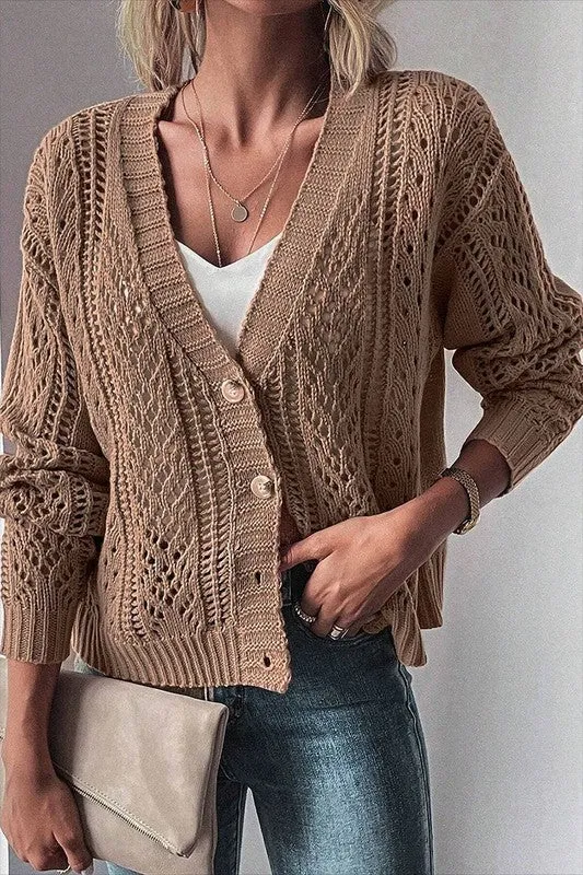 Women Open Knit Drop Shoulder Sweater Cardigan sold by Charming Charlie product image thumbnail 3