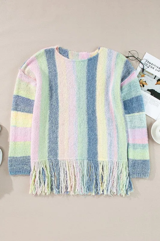 Color Block Fringed Drop Shoulder Tunic Sweater sold by Charming Charlie product image thumbnail 5