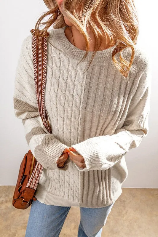 Women Knit Colorblock Crew Neck Drop Sweater sold by Charming Charlie product image thumbnail 3