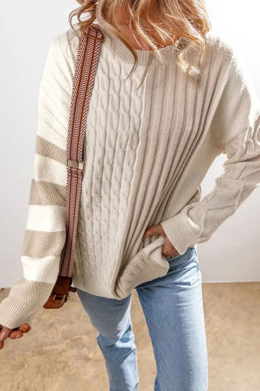 Women Knit Colorblock Crew Neck Drop Sweater sold by Charming Charlie