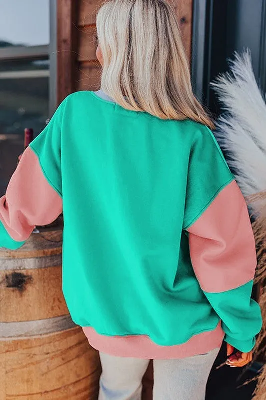 Women Colorblock Patchwork Drop Sweatshirt sold by Charming Charlie product image thumbnail 3