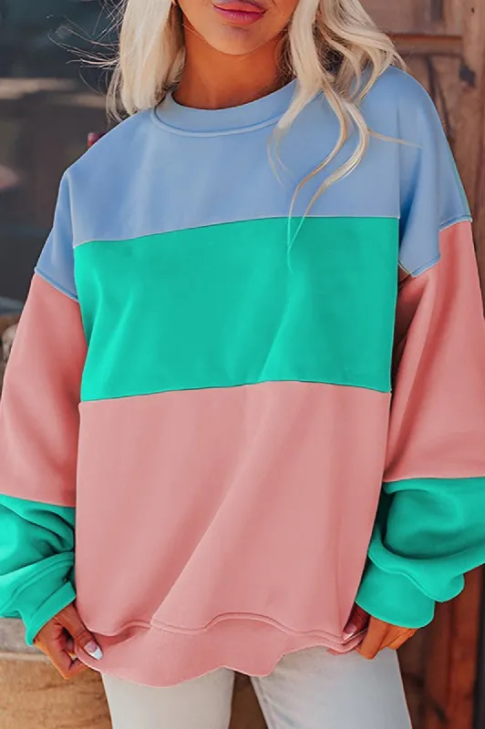 Women Colorblock Patchwork Drop Sweatshirt sold by Charming Charlie
