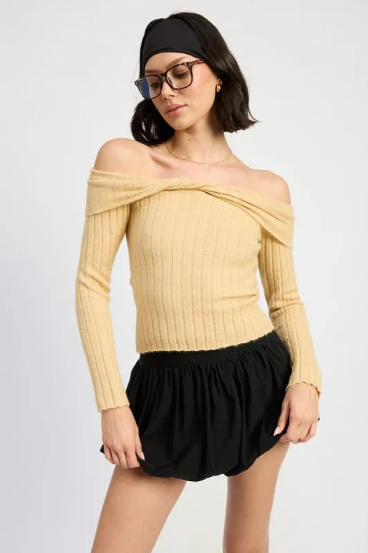 OFF SHOULDER SWEATER TOP sold by Charming Charlie