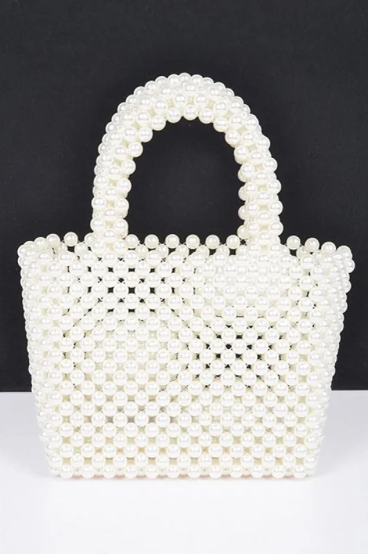 Faux Pearl Braided Iconic Basket Top Handle Clutch sold by Charming Charlie