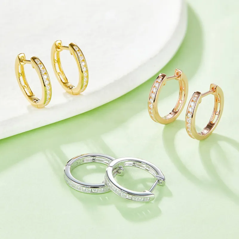 Moissanite 925 Sterling Silver Huggie Earrings sold by Charming Charlie